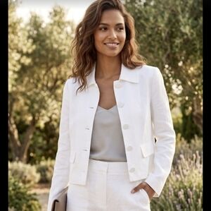 Elegant White Linen Women's Jacket